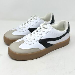 DV Dolce Vita Russo Womens 7.5 White Black Gum Retro Soccer Sneakers Shoes Retro